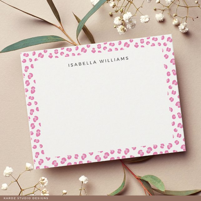 Chic Modern Pink Leopard Animal Print Card (The front of the card is shown at a 4.25 x 5.5 inch size. Choose size, paper, + corner style.)