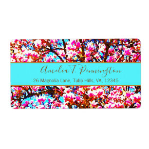 Chic Modern Pink Turquoise Watercolor Floral