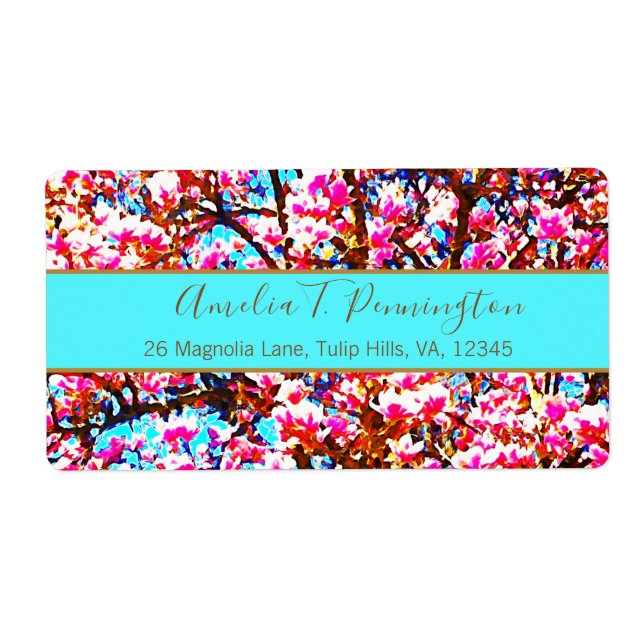 Chic Modern Pink Turquoise Watercolor Floral (Front)