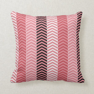 Chic Modern Pink Variegated Chevron Stripes Cushion
