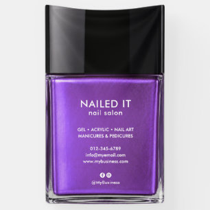 Chic Modern Purple Nail Polish Bottle Nail Salon Banner