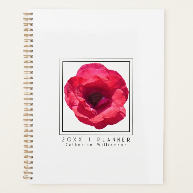 Chic Modern Red Rose Floral Name 2026 Planner (Front)