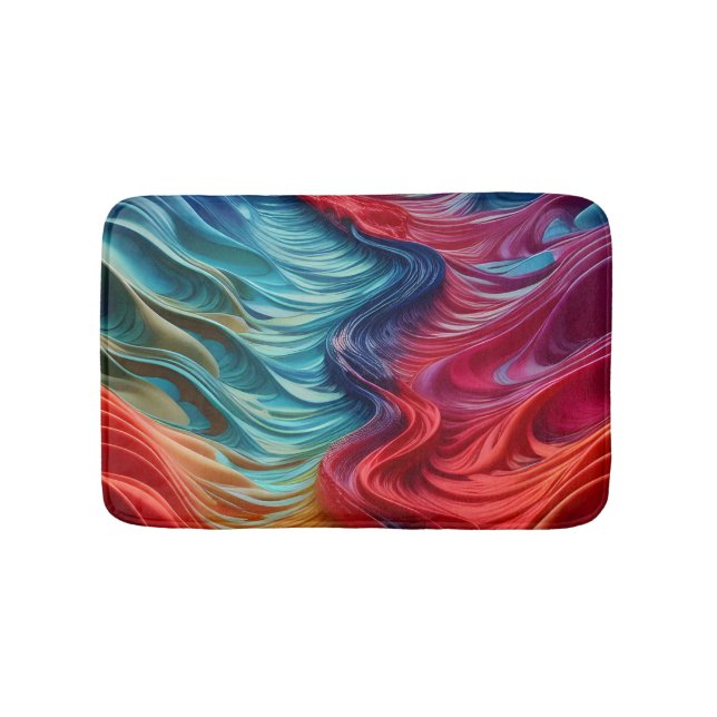 Chic Modern Red Sea Blue Ocean  Bath Mat (Front)