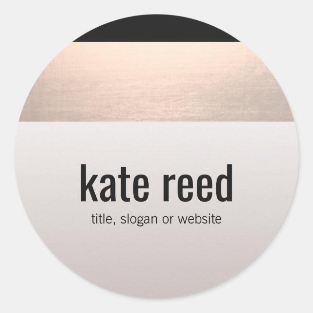 Chic Modern Rose Gold Accent Taupe Grey Classic Round Sticker (Front)