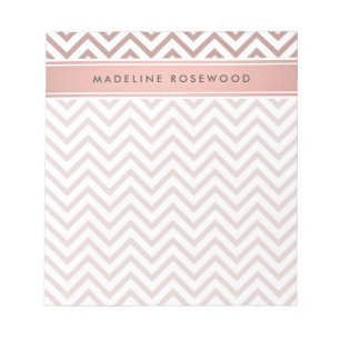 Chic Modern Rose Gold Chevron Monogrammed Notepad
