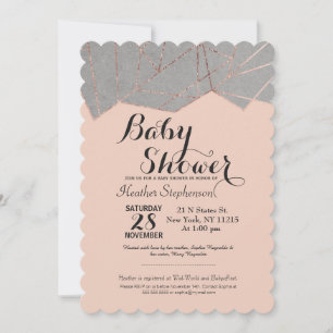 Chic Modern Rose Gold Geo Baby Shower Invitations