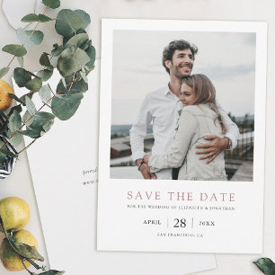 Chic Modern Rose Gold Photo Wedding Save the Date