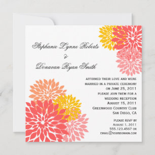 Chic Modern Salmon Peach Gold Flower Petals Invitation