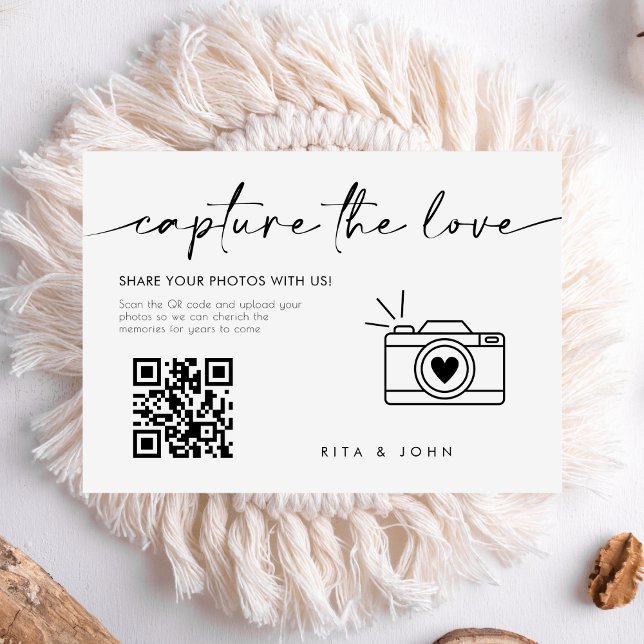 Chic Modern Script Capture The Love QR code  Enclosure Card (Creator Uploaded)