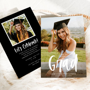 Chic Modern Script Grad Photo Graduation Announcement