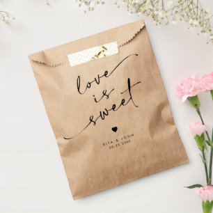 Chic Modern Script Love is Sweet Wedding Favour Bags