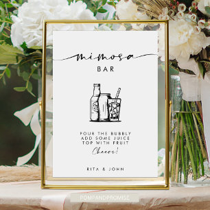 Chic Modern Script Mimosa Bar Wedding Sign
