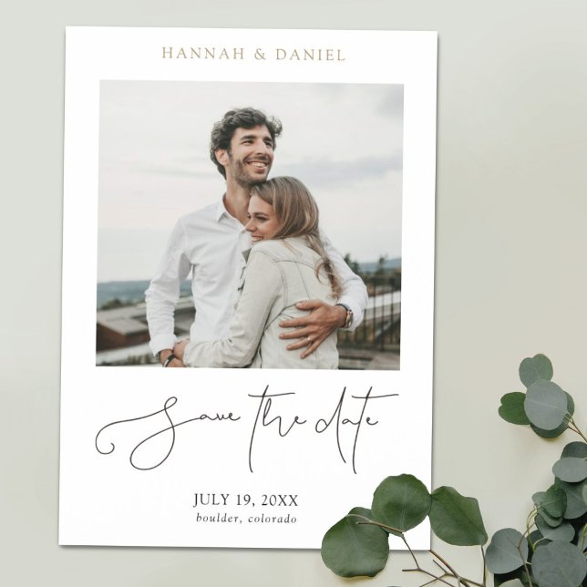 Chic Modern Script Photo Wedding Save The Date Mag Magnetic Invitation (Creator Uploaded)