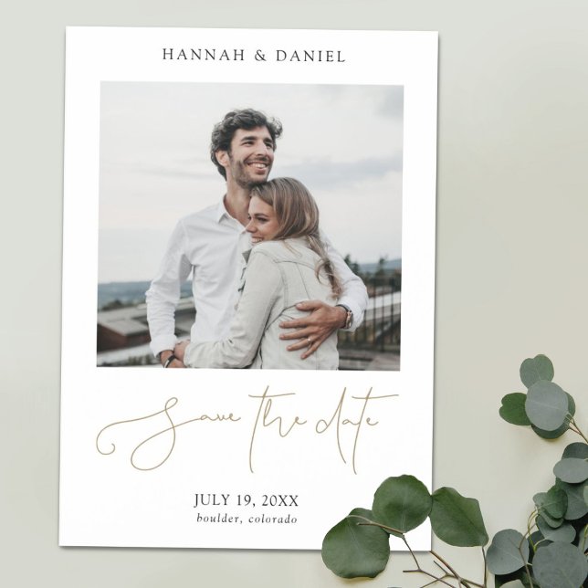 Chic Modern Script Photo Wedding Save The Date Magnetic Invitation (Creator Uploaded)