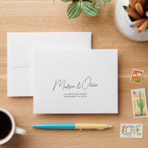 Chic Modern Script Self-Addressed Wedding Reply Envelope