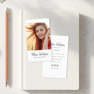 Chic Modern Script Typography Simple Photographer Business Card