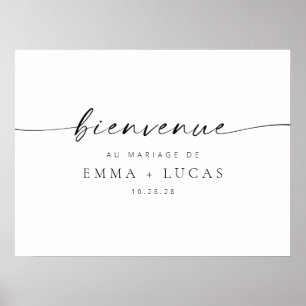 Chic Modern Script Wedding Welcome Sign French