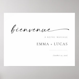 Chic Modern Script Wedding Welcome Sign   French