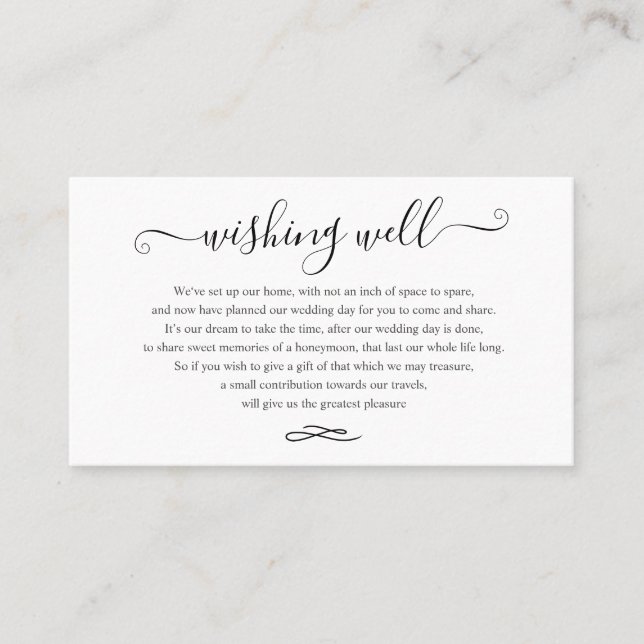 Chic+Modern Script Wedding Wishing Well Cards (Front)