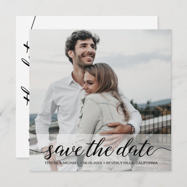 Chic Modern Simple Photo Save the Date Wedding (Front/Back)