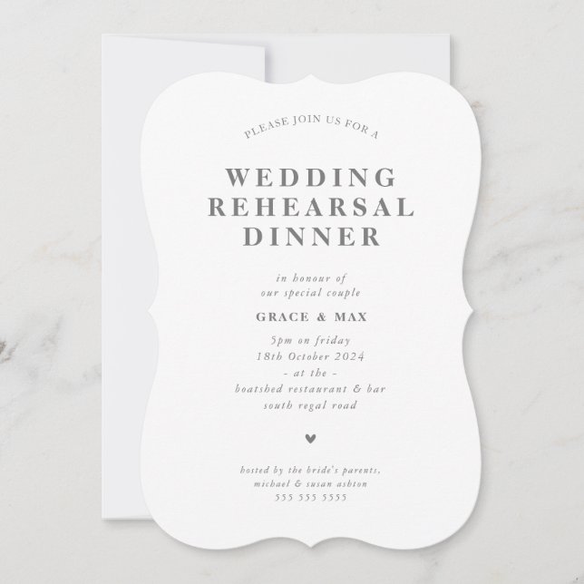 CHIC modern simple rehearsal dinner silver grey Invitation (Front)