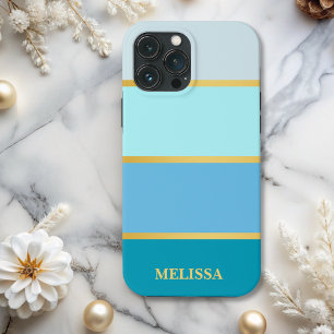 Chic Modern Stripes gold Name iPhone 13 Pro Max Case