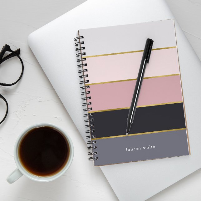 Chic Modern Stripes Personalised Notebook (Creator Uploaded)