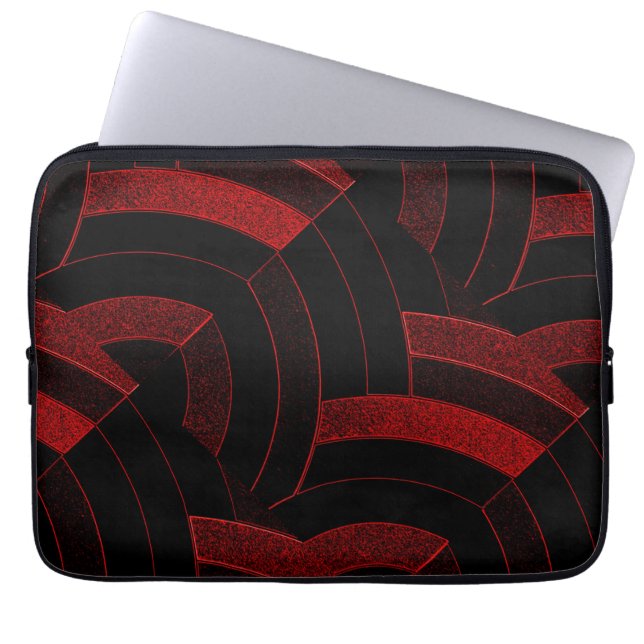 chic modern stylish black/red chevrons laptop sleeve (Front)