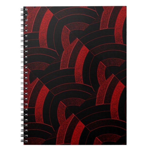 chic modern stylish black/red chevrons spiral notebook (Front)
