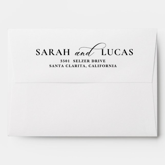 Chic Modern Stylish Elegant Wedding Envelope (Back (Top Flap))