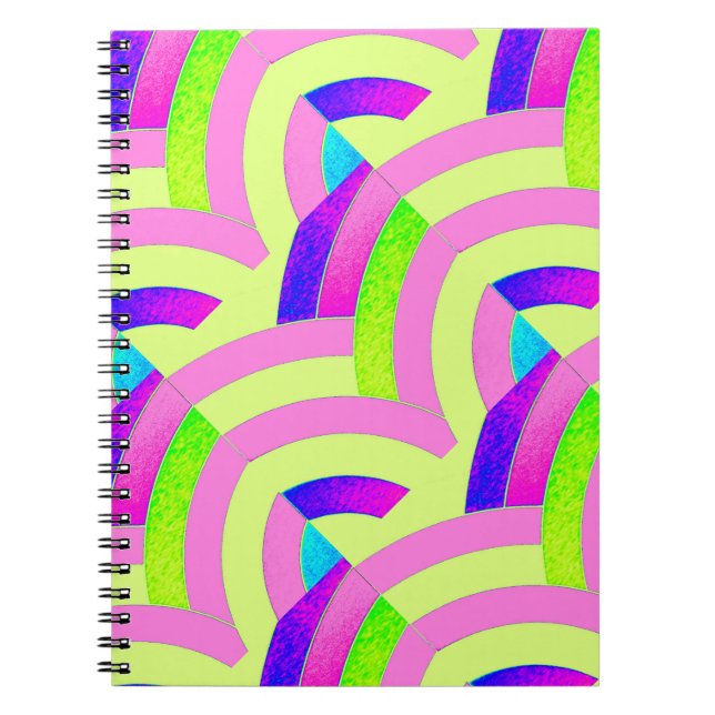 chic modern stylish pink/green chevrons spiral notebook (Front)