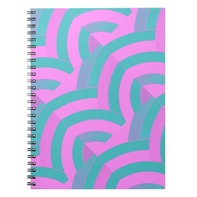 chic modern stylish pink/green chevrons spiral notebook (Front)