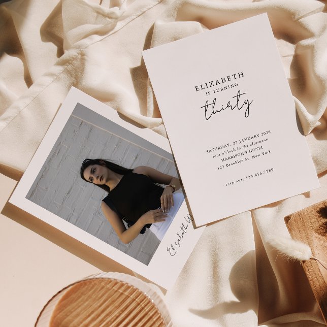 Chic Modern Thirty Photo Birthday Party Invitation (Creator Uploaded)