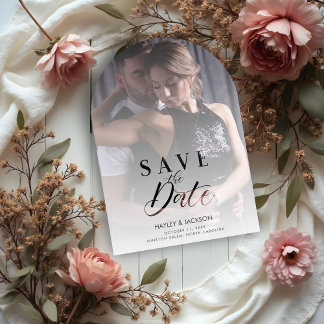 Chic Modern Transparency Wedding Photo Script Acrylic Invitations