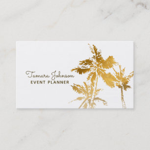 Chic Modern Tropical Gold Palm Trees Professional Business Card