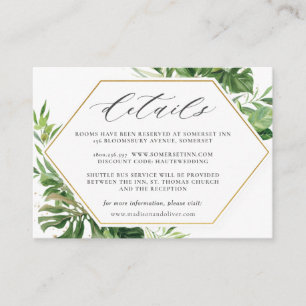 Chic Modern Tropical Greenery Wedding Details Enclosure Card