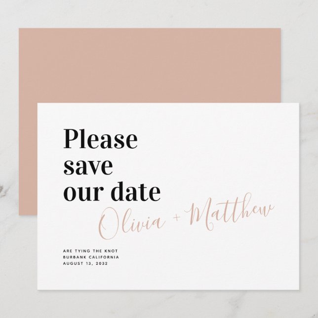Chic Modern Typography Save the Date (Front/Back)