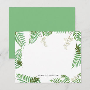 Chic Modern Watercolor Greenery Script Monogram Card