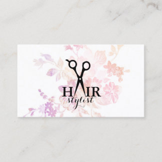 chic modern watercolor hairstylist hair stylist business card