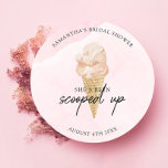 Chic Modern Watercolor Ice Cream Bridal Shower Classic Round Sticker<br><div class="desc">Chic Modern Watercolor Ice Cream Bridal Shower Classic Round Sticker</div>