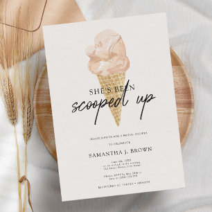 Chic Modern Watercolor Ice Cream Bridal Shower Invitation