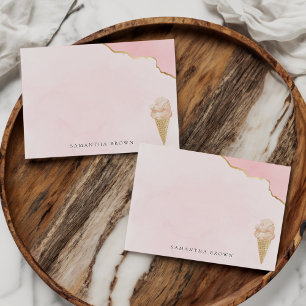 Chic Modern Watercolor Ice Cream Pink Card