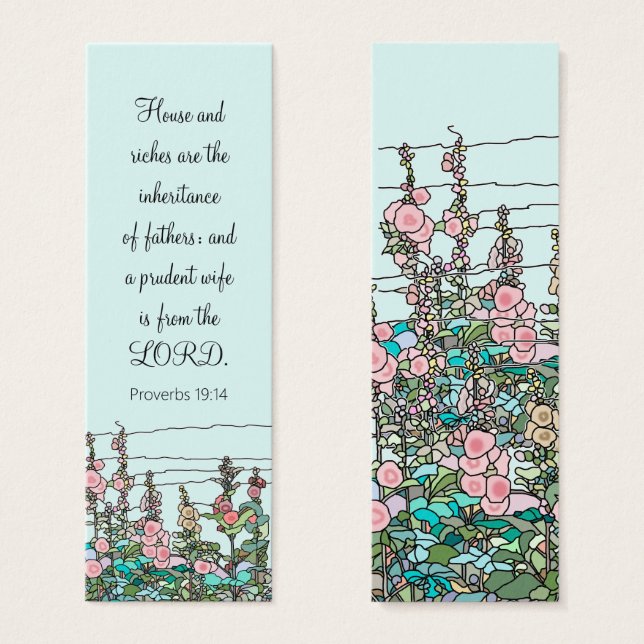 Chic Modern Watercolor Mint Rustic Flower Bookmark (Front & Back)