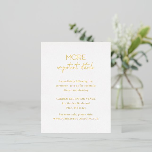Chic Modern Wedding Foil Enclosure Card (Standing Front)