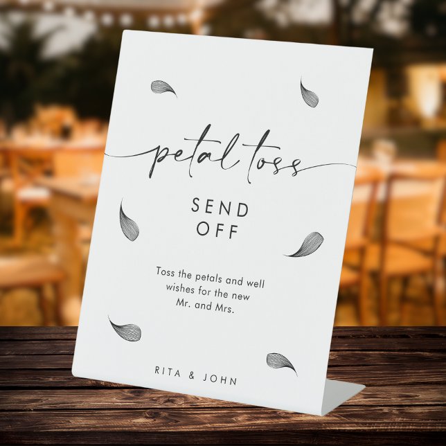 Chic Modern Wedding Petal Toss Send Off Pedestal Sign (Creator Uploaded)