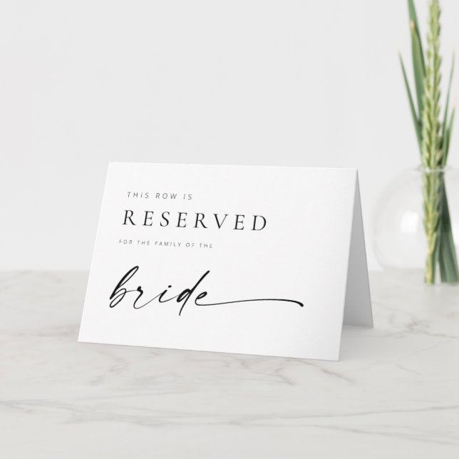 Chic + Modern Wedding Reserved Seat Folded Sign Card (Front)