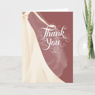 Chic Modern Wedding Thank You Card Wedding Dress