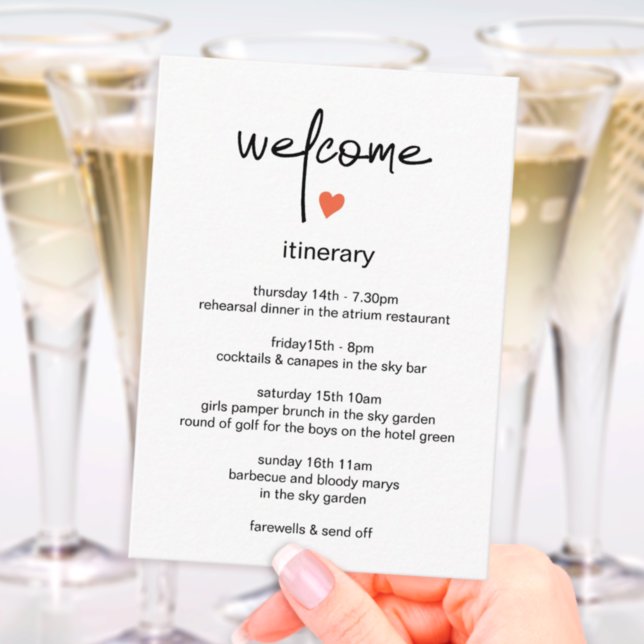 Chic Modern Wedding Weekend Itinerary And Welcome Enclosure Card (Creator Uploaded)