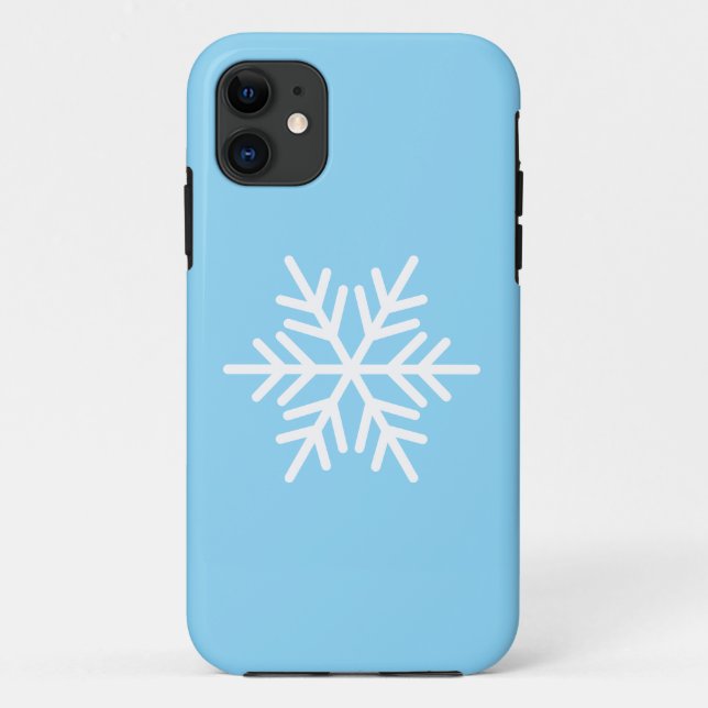 Chic Modern White Nordic Snowflake On Light Blue Case-Mate iPhone Case (Back)