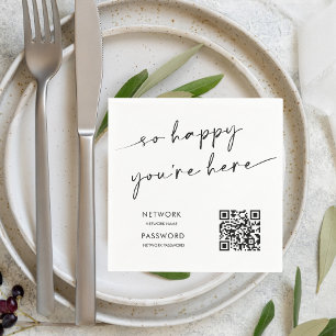 Chic Modern WiFi Password Wedding Sign Napkin